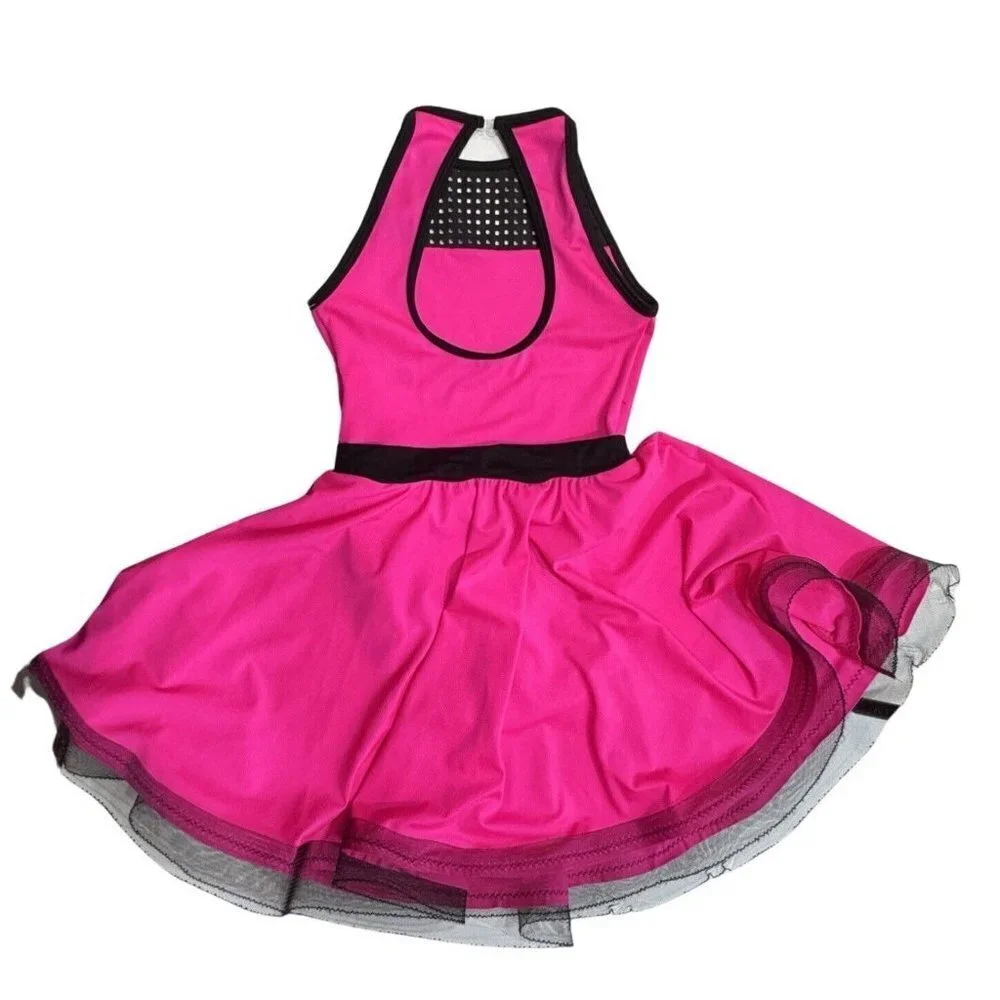 CURTAIN CALL Dance Dress Costume Girls‎ Size CLA Pink Black Leotard Barbie-Core